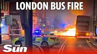 Wimbledon electric bus fire Double decker bus bursts into flames