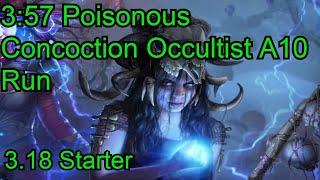 357 Occultist Poisonous Concoction A10 Kitava deathless lvling run for 3.18 leaguestart