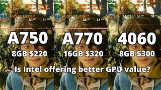 Intel vs Nvidia Arc A750 vs A770 16GB vs RTX 4060 in the latest games