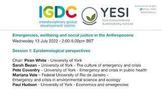 1 Epistemological perspectives - Emergencies wellbeing and social justice in the Anthropocene ENG