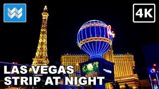 4K Las Vegas Strip at Night - 2 Hour Virtual Walking Tour & Travel Guide