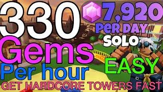 New Fastest Solo Gem Grind Hardcore Strategy - TDS tower defense simulator
