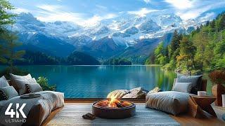 Spring Ambience   Sunny Day Space by the Lake with Nature Sounds & Relaxing Campfire