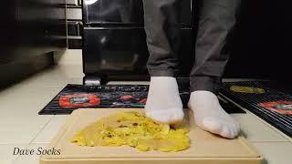 Male white thin socks crushing banana #sockscrushing #malewhitesocks #malesocks