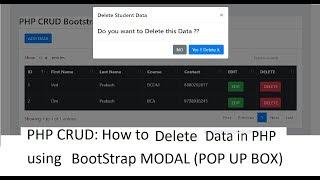 PHP CRUD Bootstrap Modal Delete Data from Database in PHP