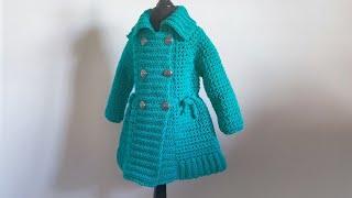 Crochet #73 How to crochet a double breasted coat  cardigan for girls Part 1