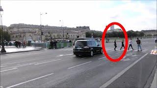 US embassy convoy  scares Pedestrians in Paris