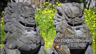 40 Black Volcanic Stone Foo Dogs www.lotussculpture.com