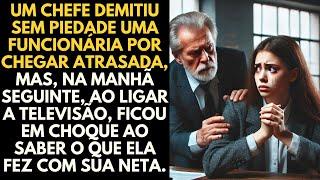 Um chefe demitiu sem piedade uma funcionária por chegar atrasada mas na manhã seguinte ao...