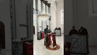 Reading of the Holy Gospel in Serbian at the Serbian Orthodox church in Loznica Serbia 