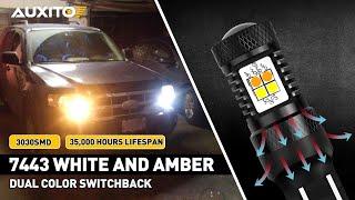 AUXITO 7443 Switchback Led Bulbs WhiteAmber Turn Signal Lights Projector Dual Color Function