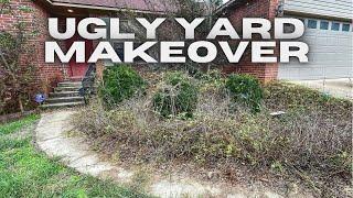 Disabled woman SHOCKED. Flower Bed MAKEOVER OVERGROWN landscape before and after.