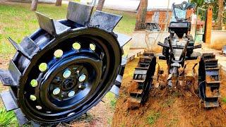 Power Tiller Cage Wheel Making Prosses  Homemade Power Tiller iron Wheel  Power Weeder iron Wheel