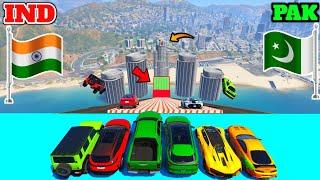 GTA 5 INDIA VS PAKISTAN VS SUPER CARS LONG JUMPING CHALLENGE - GTA 5 GAMEPLAY