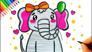 Sevimli Fil Çizimi -  Fil Resmi Çizimi - Fil Resmi Nasıl Çizilir? - How To Draw an Elephant Easy