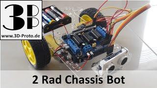 Arduino 2 Rad Chassis Bot mit Ultraschall-Sensor von 3D-Proto.de