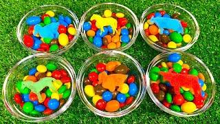 Satisfying Video  Mixing Rainbow Animals with Candy in Magic Bathtub with Glossy Water Cutting ASMR