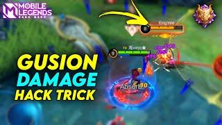 GUSION NEW DAMAGE HACK TRICK..... MOBILE LEGENDS MONTAGE