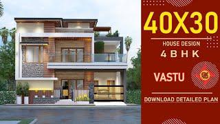 40x30 3D Home Design  Vastu House  1200 Sqft House Plan  40*30 House Plan  40by30 House Plan 