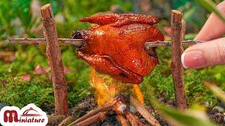 Whole Chicken Roasted in the Mini Forest by Miniature Cooking  ASMR Outdoor Cooking