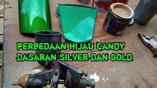 Pengecatan candy hijau dengan 2 dasaran gold dan silver