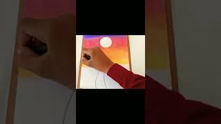 Awesome moonlight scenery drawing with oil pastelsEasy drawing #durgeshinventus #art
