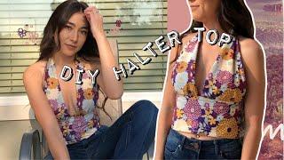 DIY HALTER TOP  how to sew a halter crop top from scratch