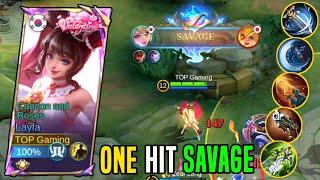 LAYLA ONE HIT SAVAGE BUILD Layla New Best BUILD AND EMBLEM -  Build Top Global Layla 2024  MLBB