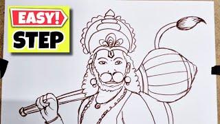 How to draw Lord Hanumanji Drawing  Easy Hanumanji drawing