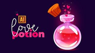 HOW TO DRAW A LOVE POTION CARTOON STYLE IN ADOBE ILLUSTRATOR