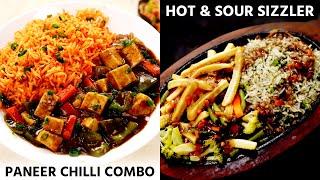 10 min me Paneer Chilli & Fry Rice  Hot & Sour Sizzler Recipes - Desi Chinese Week with Chings