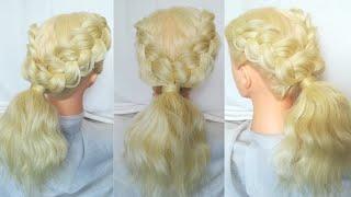 EASY Hairstyle BRAIDS with VOLUME PONYTAIL tutorial