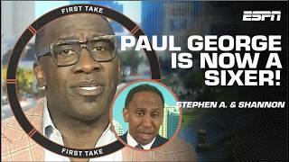 Stephen A. & Shannon Sharpe’s STRONG RESPONSE to Paul George joining the 76ers   First Take