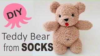 DIY TEDDY BEAR PLUSHIE  HOW TO MAKE SOCK PLUSHIE