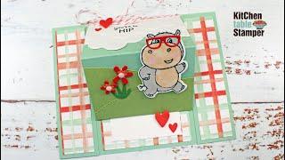 How to make a Center Easel Card with Hippest Hippos from Stampin Up Kitchen Table Stamper