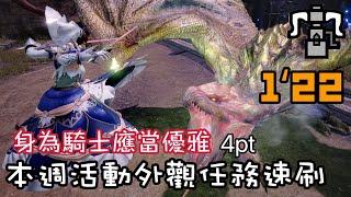 【MHRS】本週外觀活動 身為騎士應當優雅 散彈重弩 4pt 122騎士たるもの優雅たれKnights Show Thy Valiance 金火龍 122 NS