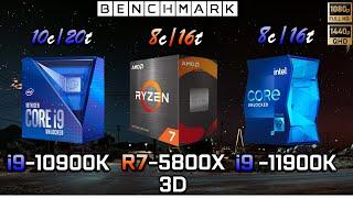 Intel i9 10900k vs Ryzen 5800X3D vs i9 11900k  Benchmark  Test in 7 Games