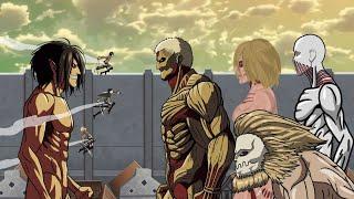 Eren Levi Mikasa Armin vs Armored Titan Female Titan Jaw Titan Warhammer Titan-Attack on Titan