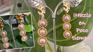 Aretes sencillos pero hermosos para hacer en poco tiempo con perlas y mostacillas 