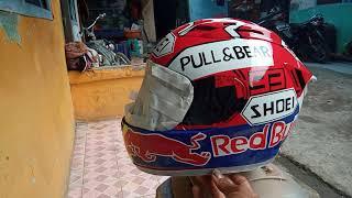 Repaint helm KYT rc 7 motif shoei Redbull pakai clear samurai paint hasilnya puas 