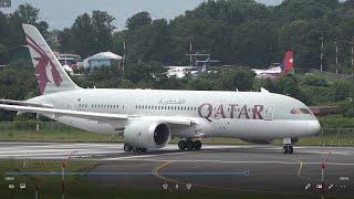 Qatar Airways 787-9 Dreamliner Landing in Tribhuvan international Airport Kathmandu. कतार ७८७-९ जहाज