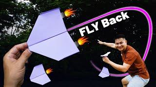 Learn how to fold a paper airplane that flies back to you