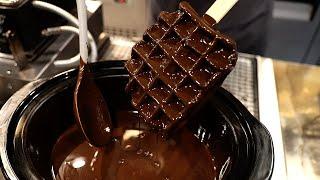 milk cream chocolate waffle  korean street food