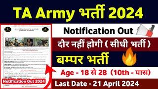 Territorial Army Vacancy 2024 ।। TA Army New Vacancy 2024 ।। TA Army Bharti 2024 Online Form Apply