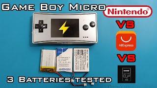Game Boy Micro battery comparison + time-lapse  OEM vs. AliExpress vs. Mahko