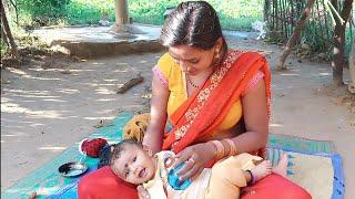 Cute baby feeding vlog deshi bhabhi village lifestyle