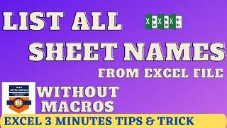 List All Sheet Names From Excel File  Get All Sheet Names From Excel