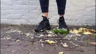 nike air max huarache crush and trample fruit food. asmr satisfying food crushing.