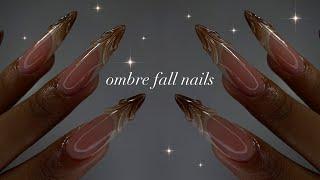 Ombre Fall Nails relaxing acrylic application + simple nail art