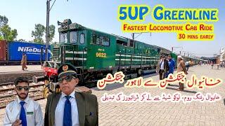 Premium Trains Fastest Run  5UP Greenline Reaches Lahore 30 Mins Early  Loco Crew Changing At KWL